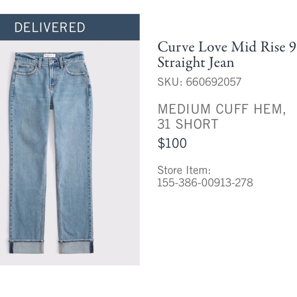 Abercrombie & Fitch Blue Straight Leg Jeans